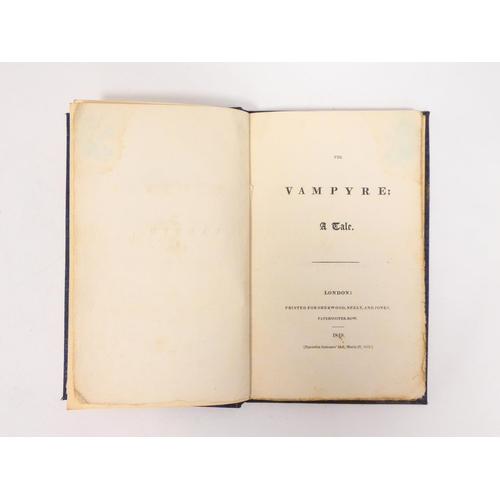 103 - (POLIDORI JOHN WILLIAM, Byron interest). The Vampyre, A Tale. 84pp. Half title. Concludes with Extra... 