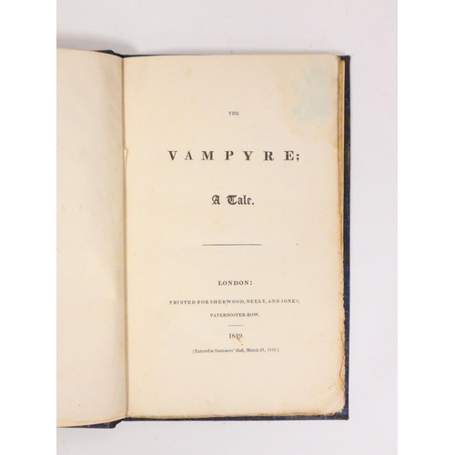 103 - (POLIDORI JOHN WILLIAM, Byron interest). The Vampyre, A Tale. 84pp. Half title. Concludes with Extra... 