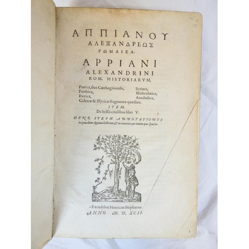 105 - ESTIENNE. Appianus.  Appiani Alexandrini Rom. Historiarum, Punica sive Carthaginiensis, Parthica ...... 