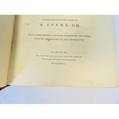 210 - SPENS H. (Trans).  The Republic of Plato in Ten Books Translated from the Greek ... With a Prelimina... 