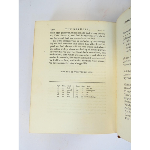 210 - SPENS H. (Trans).  The Republic of Plato in Ten Books Translated from the Greek ... With a Prelimina... 