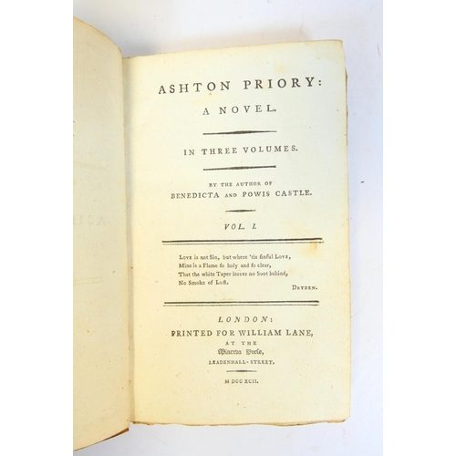 297 - Ashton Priory: A Novel in Three Volumes, by the Author of Benedicta & Powis Castle. 3 vols. Half... 