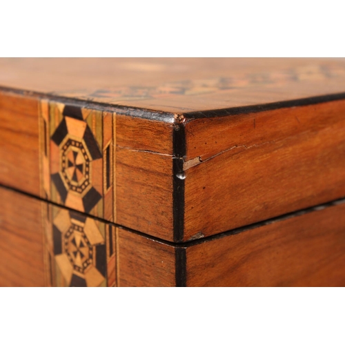 1 - Vintage inlaid marquetry sewing box 12cm x 27cm