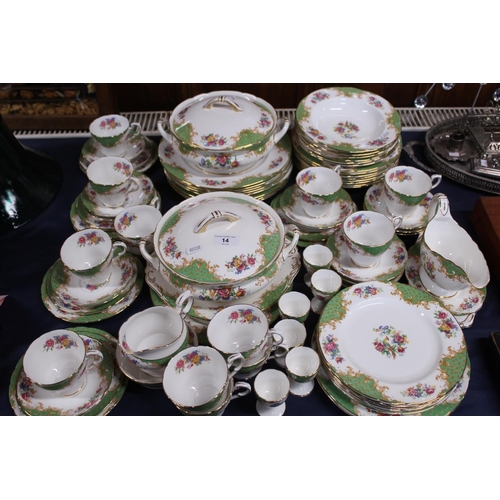 14 - Paragon Rockingham pattern service to include tureen and covers, gravy boat, cups and saucers, egg c... 