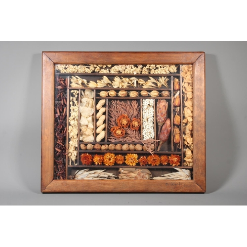15 - Framed work of dried flowers.