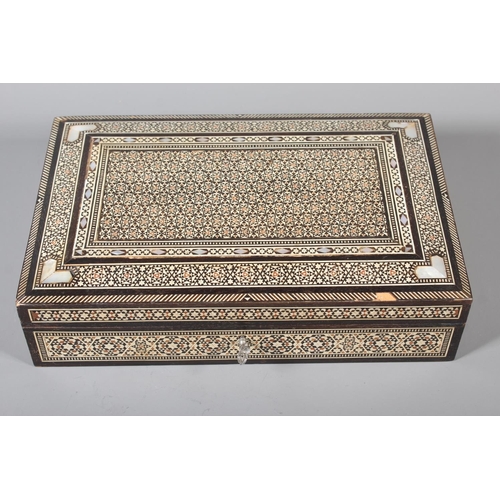 2 - Vintage jewellery box with geometric mosaic inlay, 7cm x 28cm and a smaller box (2).