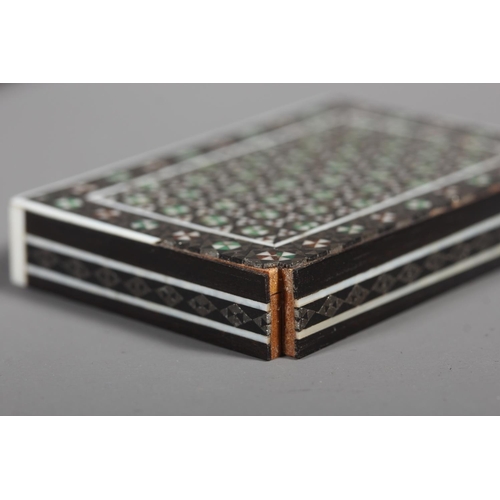 2 - Vintage jewellery box with geometric mosaic inlay, 7cm x 28cm and a smaller box (2).