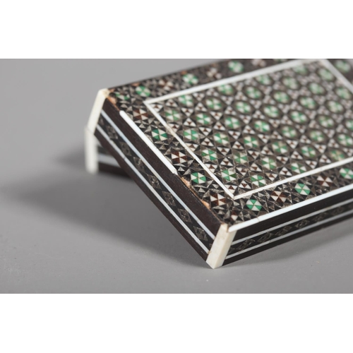 2 - Vintage jewellery box with geometric mosaic inlay, 7cm x 28cm and a smaller box (2).