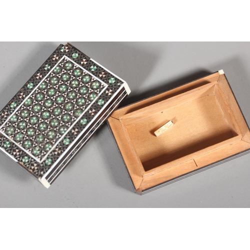 2 - Vintage jewellery box with geometric mosaic inlay, 7cm x 28cm and a smaller box (2).