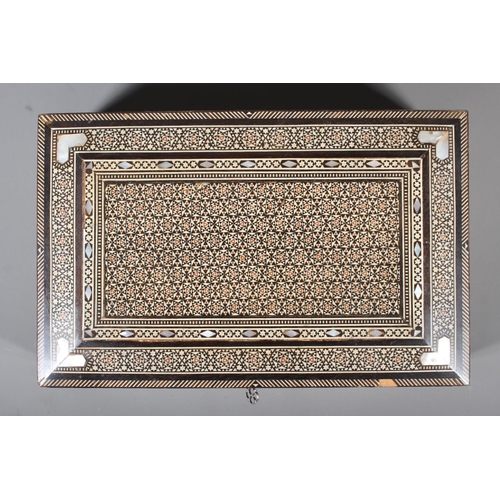 2 - Vintage jewellery box with geometric mosaic inlay, 7cm x 28cm and a smaller box (2).