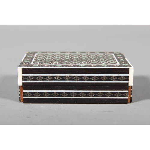 2 - Vintage jewellery box with geometric mosaic inlay, 7cm x 28cm and a smaller box (2).