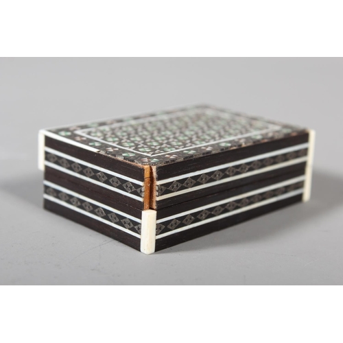 2 - Vintage jewellery box with geometric mosaic inlay, 7cm x 28cm and a smaller box (2).