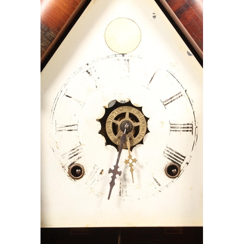 24 - Vintage mantel clock with steeple top, 48cm tall.