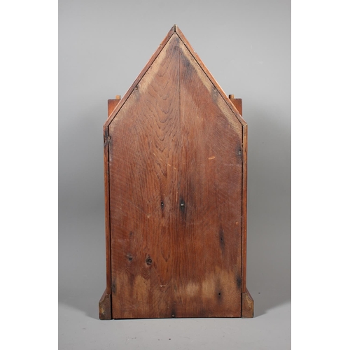 24 - Vintage mantel clock with steeple top, 48cm tall.