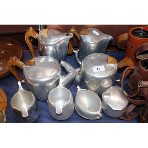 44 - Quantity of piquotware to include coffee, teapot, cream and sugar, etc.