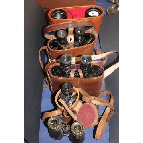 46 - Cased sets of binoculars to include Hunsicker and Alexis of Paris, Juco of Paris and others.