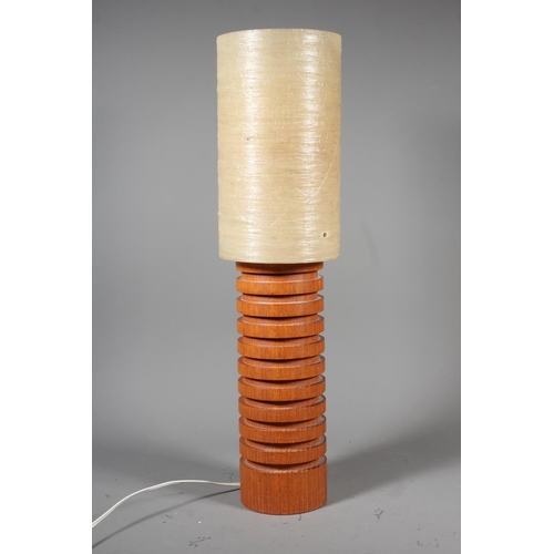 59 - Mid Century teak table lamp and shade, 50cm tall.