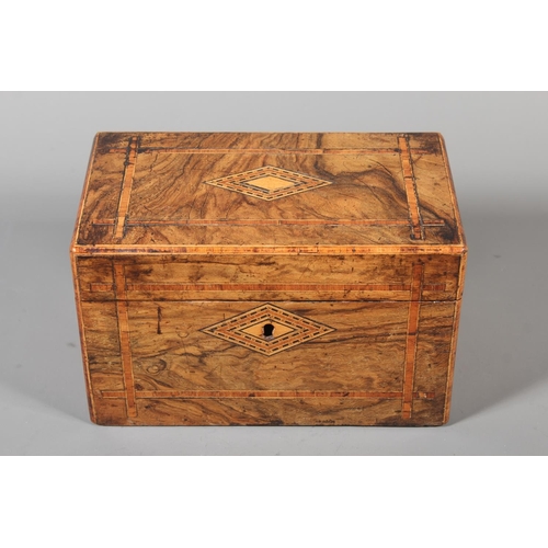 9 - Vintage inlaid marquetry tea caddy, 12cm x 20cm