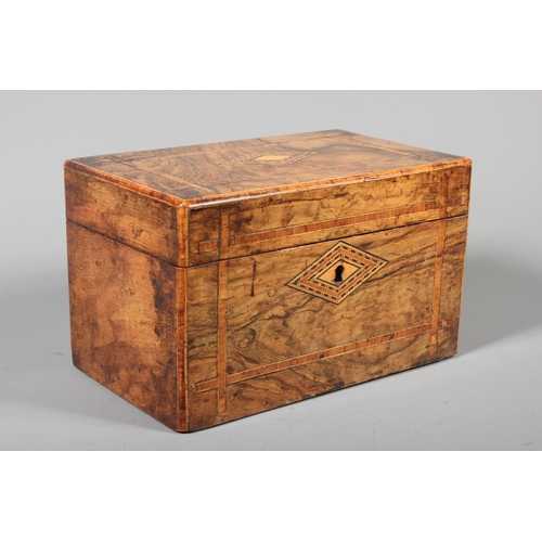 9 - Vintage inlaid marquetry tea caddy, 12cm x 20cm