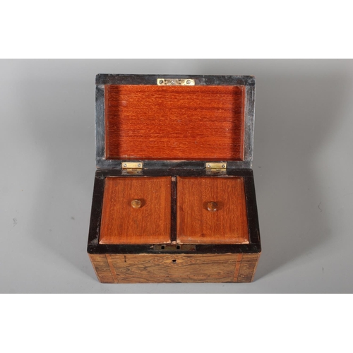9 - Vintage inlaid marquetry tea caddy, 12cm x 20cm