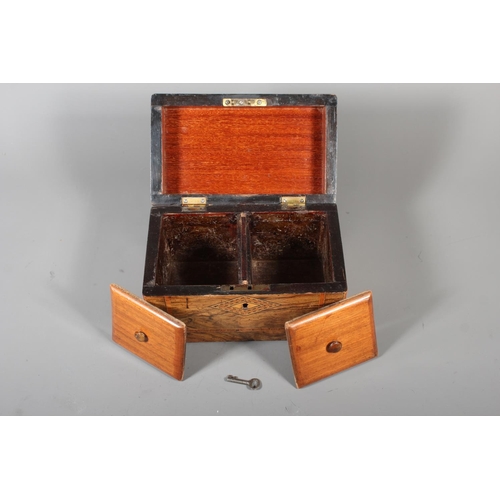 9 - Vintage inlaid marquetry tea caddy, 12cm x 20cm