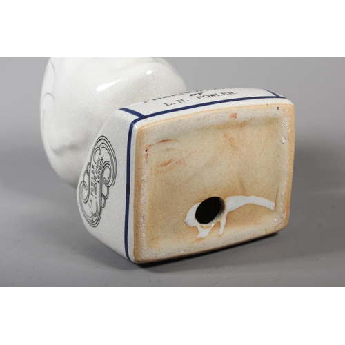11 - L.N Fowler ceramic Phrenology head with detailed map of the human brain with crackle glaze surface.