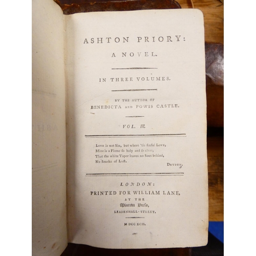 297 - Ashton Priory: A Novel in Three Volumes, by the Author of Benedicta & Powis Castle. 3 vols. Half... 