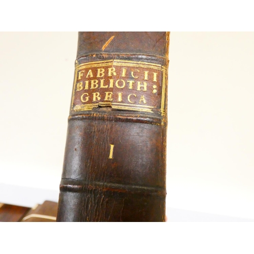 45 - FABRICIUS JOHANN ALBERT.  Bibliotheca Graeca. Vols. 1 to 9. Eng. frontis (except to vol. 6). Titles ... 