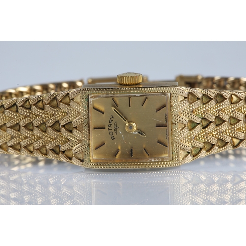 59 - Ladies 9ct gold Rotary wrist watch with 9ct gold strap, gross weight 23.9g