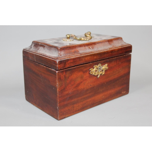 27 - Antique mahogany tea caddy of sarcophagus form, 25cm long.&nbsp;