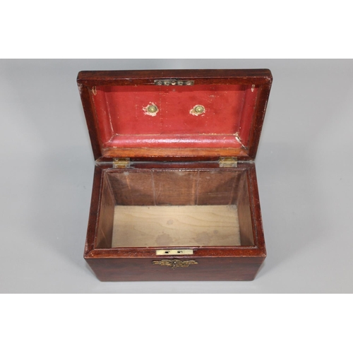 27 - Antique mahogany tea caddy of sarcophagus form, 25cm long.&nbsp;