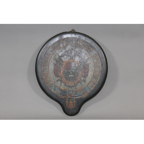 29 - Painted wall plaque with crest 'Pretoria-Pieterburg Spoorweg', the reverse inscribed 'Captain Bradbr... 