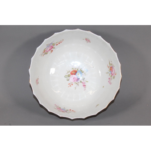 31 - Antique Serves style blue, white and gilt bowl with hand painted floral vignettes, 23cm diameter.&nb... 
