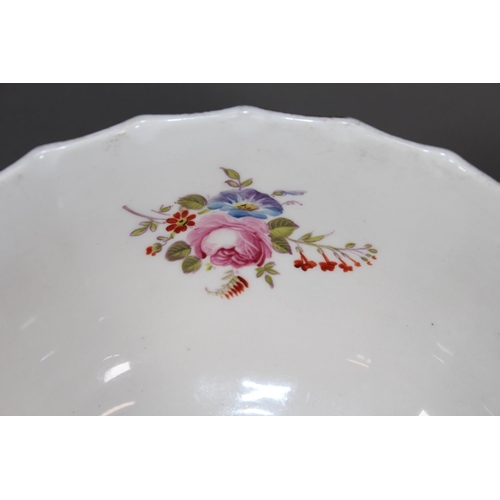 31 - Antique Serves style blue, white and gilt bowl with hand painted floral vignettes, 23cm diameter.&nb... 