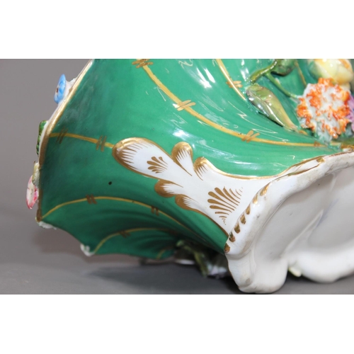 32 - Antique Meissen style floral encrusted porcelain basket, blue crossed swords mark to the base, 21cm ... 
