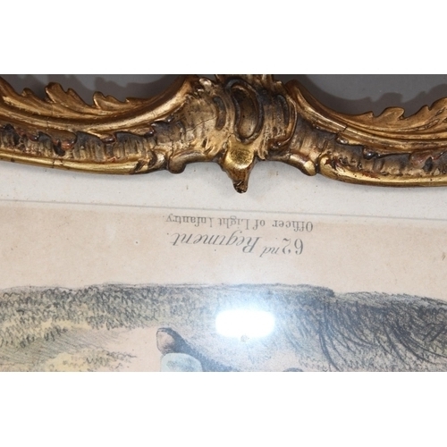 23 - Gilt gesso framed print of the 62nd Regiment (Wiltshire), 41cm x 29cm.&nbsp;