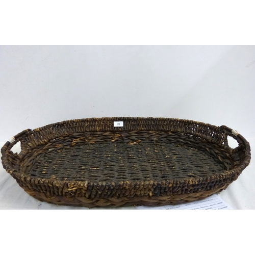 26 - Large wicker foraging basket with two handles. 69cm x 2cm