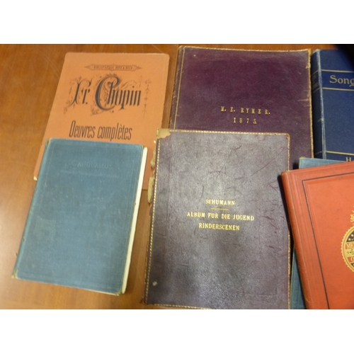 56 - Large box of antique music books, Bach, Schburt, Mozart etc.