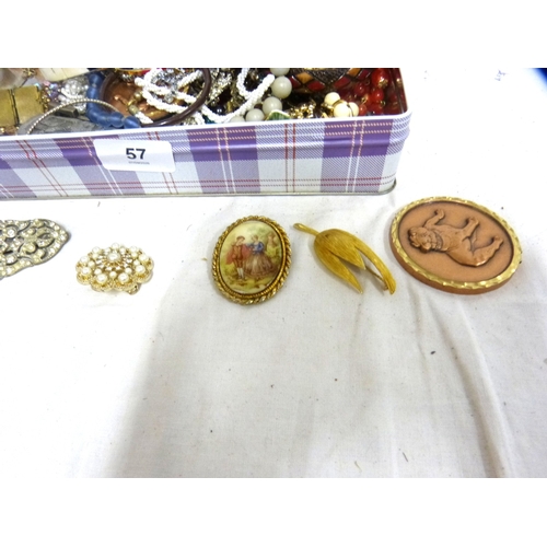 57 - Large box of costume jewellery.