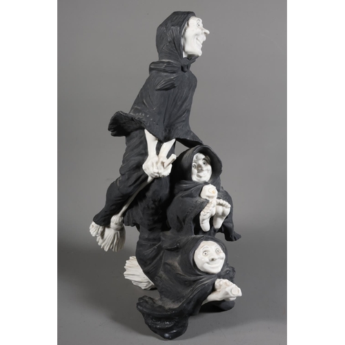 18 - Algora figure group of three witches on broomsticks.