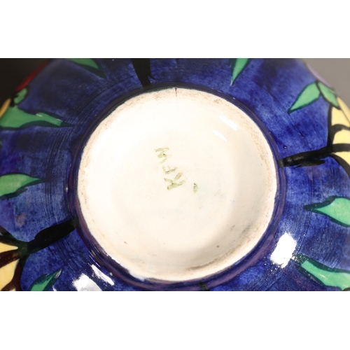 29 - Baker Brothers, England cue ball with simple foliate decoration over blue ground, and another smalle... 