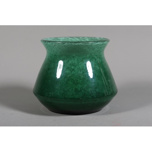 31 - Studio Glass vase in the manner of Monart, with dark green speckles.