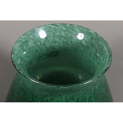 31 - Studio Glass vase in the manner of Monart, with dark green speckles.
