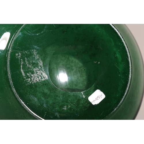 31 - Studio Glass vase in the manner of Monart, with dark green speckles.