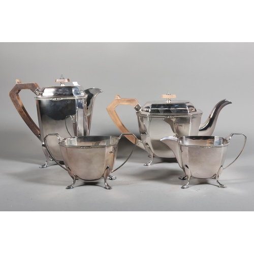 39 - EPNS teaset comprising water jug, teapot, jug and bowl of Art Deco form.