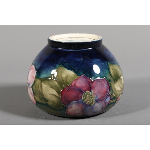 4 - Moorcroft squat bowl, with green faded to blue ground, foliate decoration, 'Moorcroft Made in Englan... 