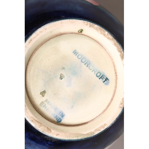 4 - Moorcroft squat bowl, with green faded to blue ground, foliate decoration, 'Moorcroft Made in Englan... 