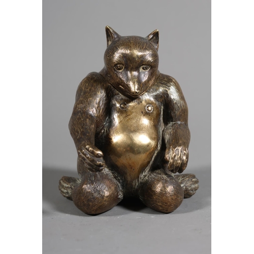 40 - Brass novelty inkwell modelled as a monkey.