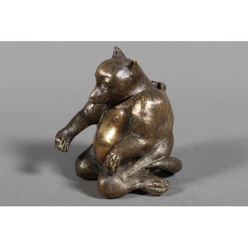 40 - Brass novelty inkwell modelled as a monkey.