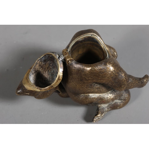 40 - Brass novelty inkwell modelled as a monkey.